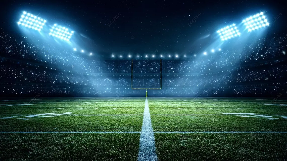 pngtree nighttime football field under blue and white stadium lights image 17906188